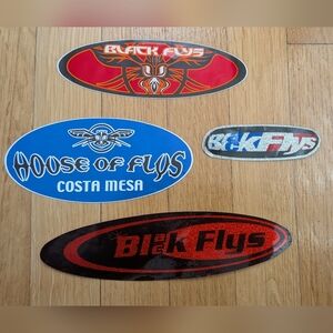 Vintage Black Flys Sticker Set. 90s Eyewear/Skateboard/Surfing Various Sizes
